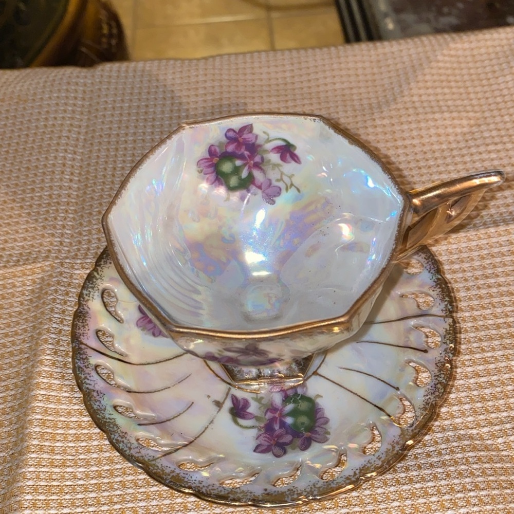 Vintage Kelvin Fine China L-917 Footed Tea Cup & Pierced Saucer - Picture 3 of 5
